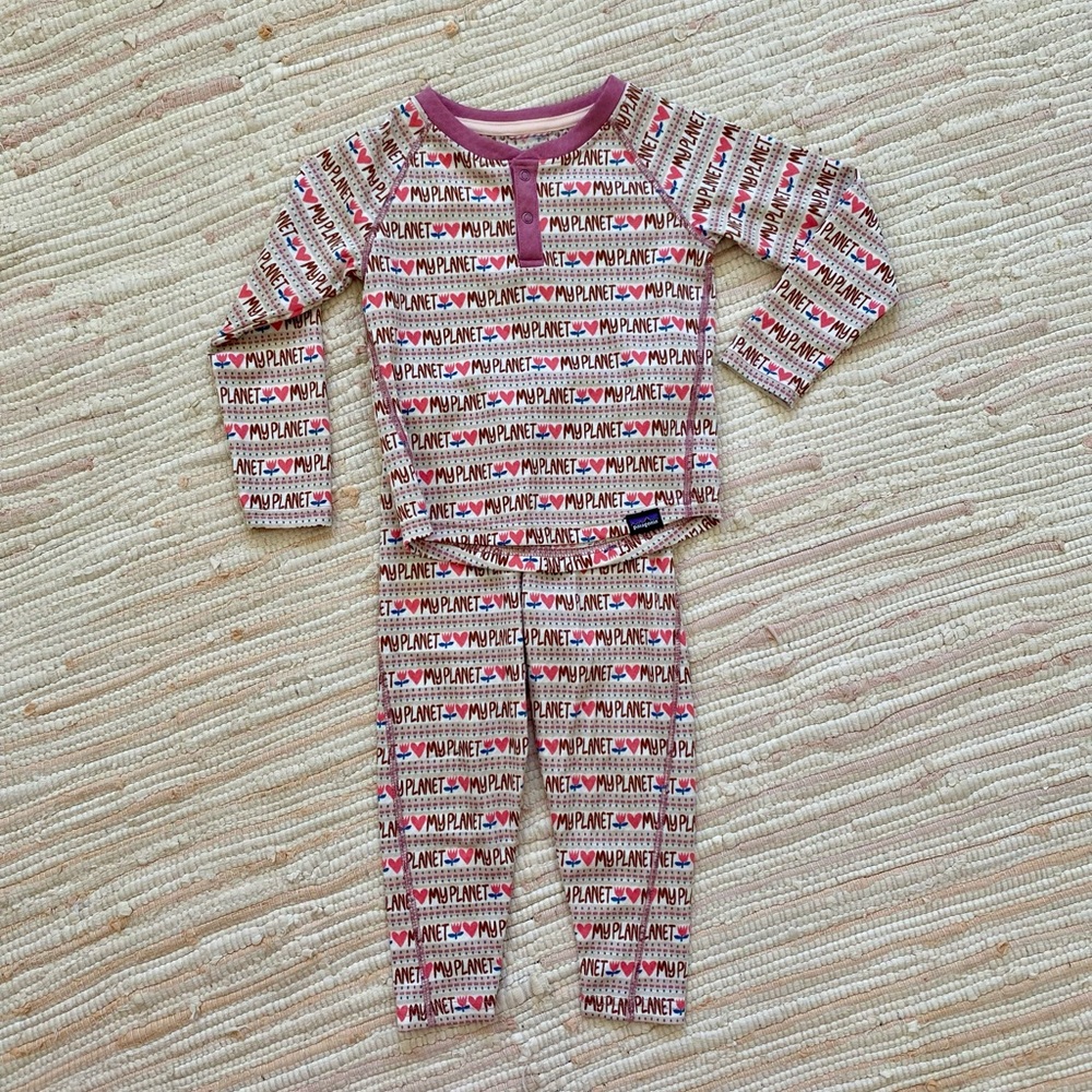 Patagonia Kids Set - Pink and White Pattern